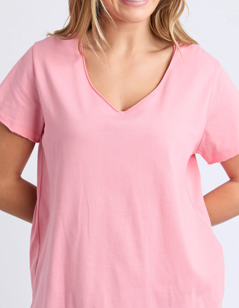 Pima Vee Tee – Charm Pink Women’s Cotton V-Neck T-Shirt