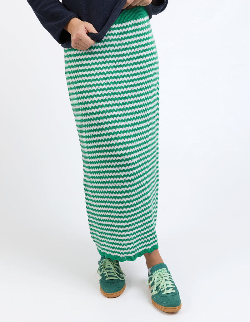 Rosie Stripe Skirt Pine Green
