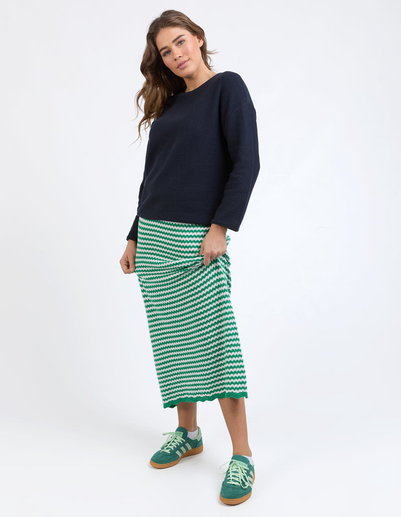 Rosie Stripe Skirt Pine Green