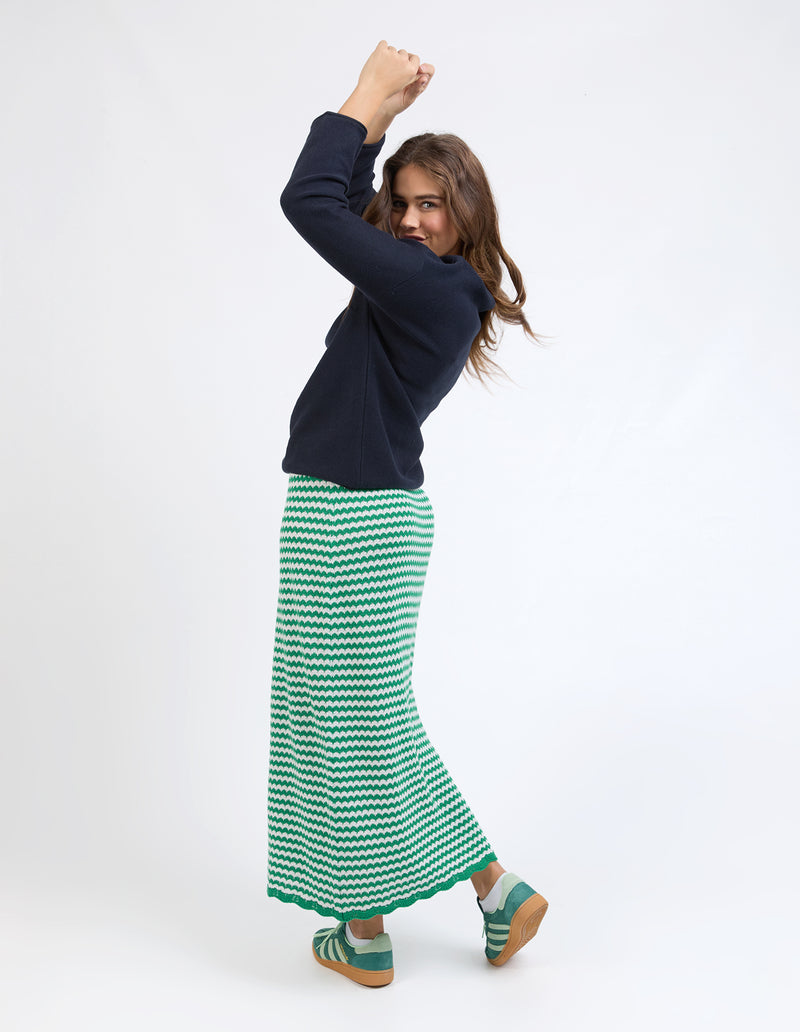 Rosie Stripe Skirt Pine Green