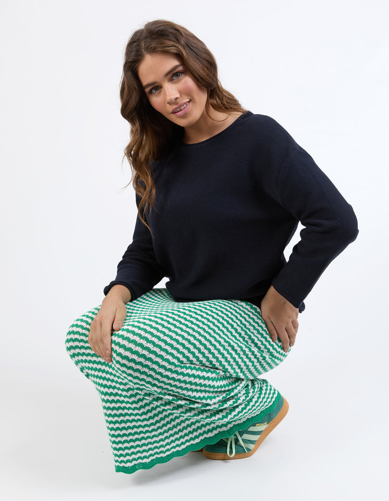 Rosie Stripe Skirt Pine Green