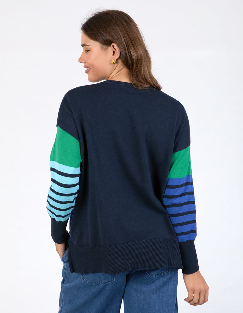 Fern Mixed Knit Green Blue Navy