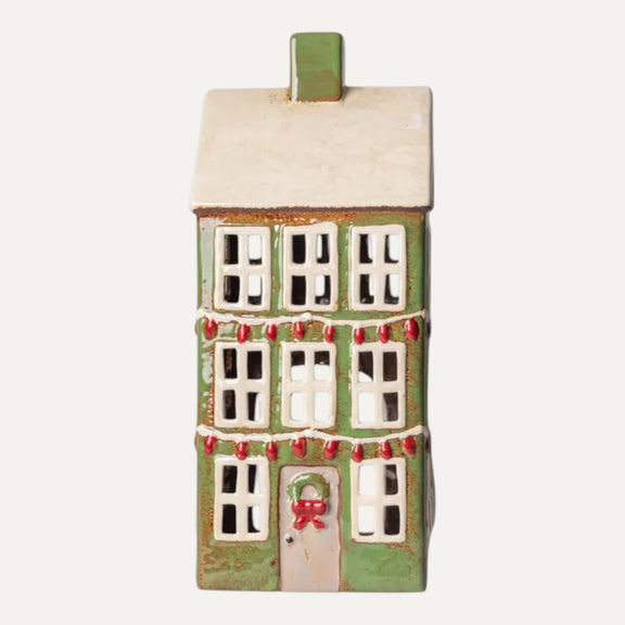 Christmas Green Alsace Grande Chalet ceramic tealight house