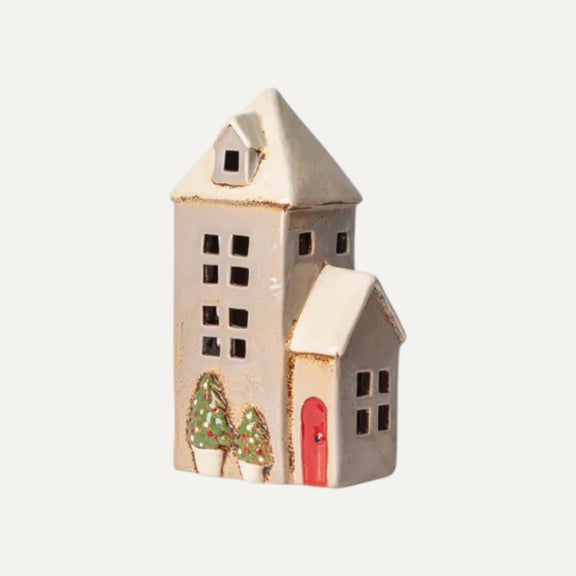 Stone Alsace Tea Light Parish - Christmas village decor