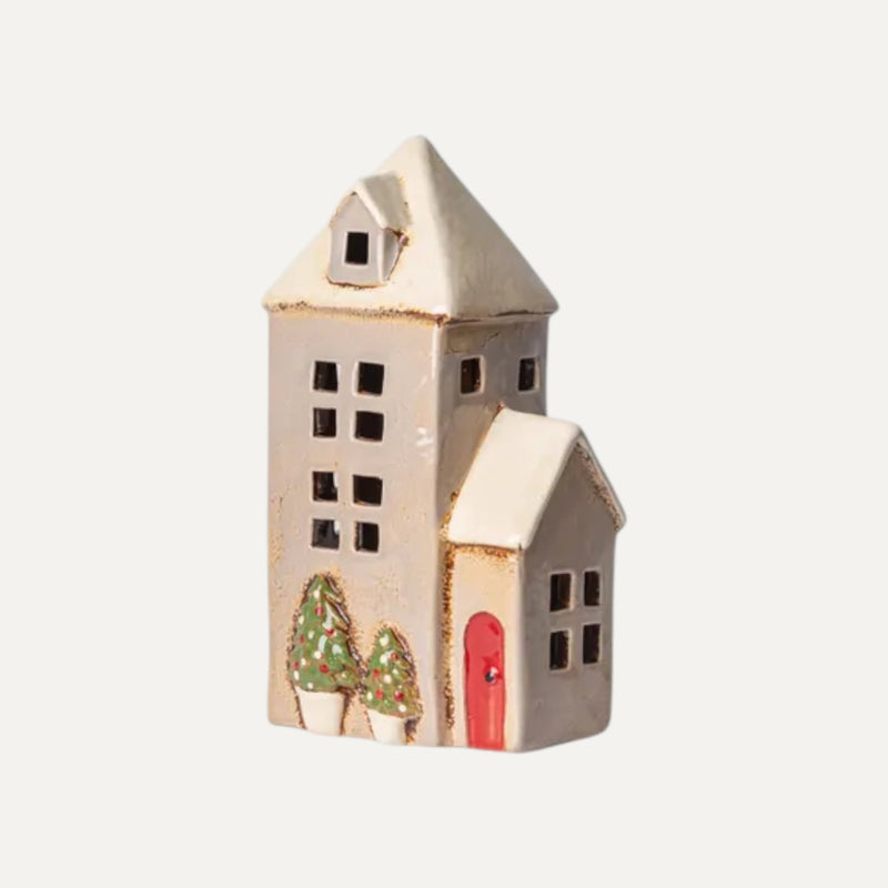 Stone Alsace Tea Light Parish - Christmas village decor