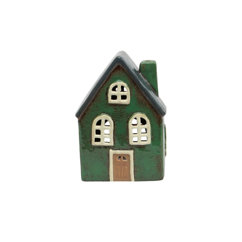 Green Alsace Tea Light Barn ceramic Christmas decoration