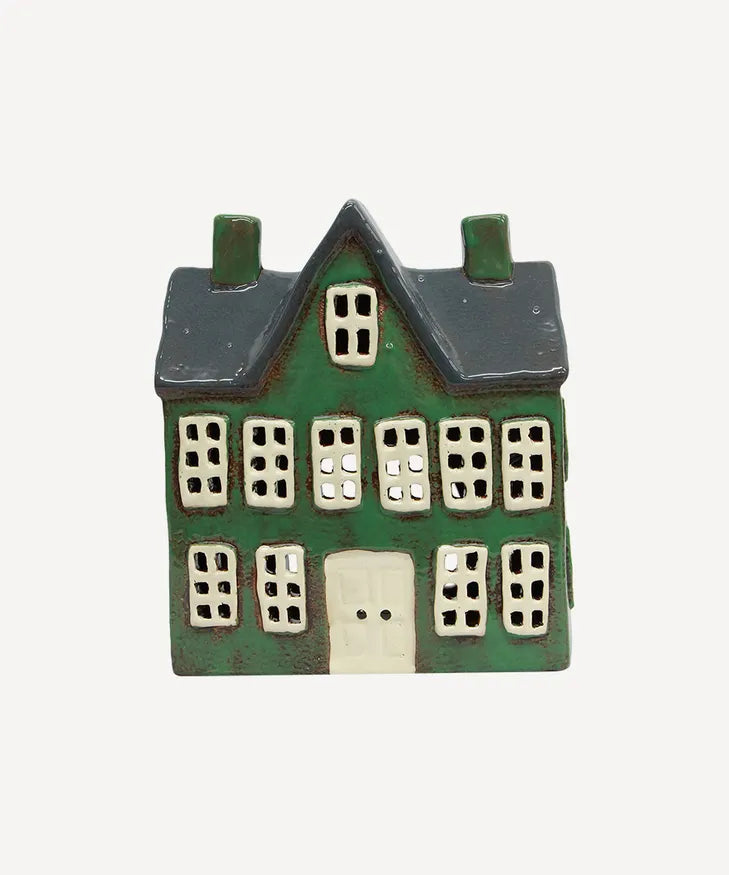 Alsace Tea Light Manor – Green | Hand-Painted Ceramic Christmas Décor