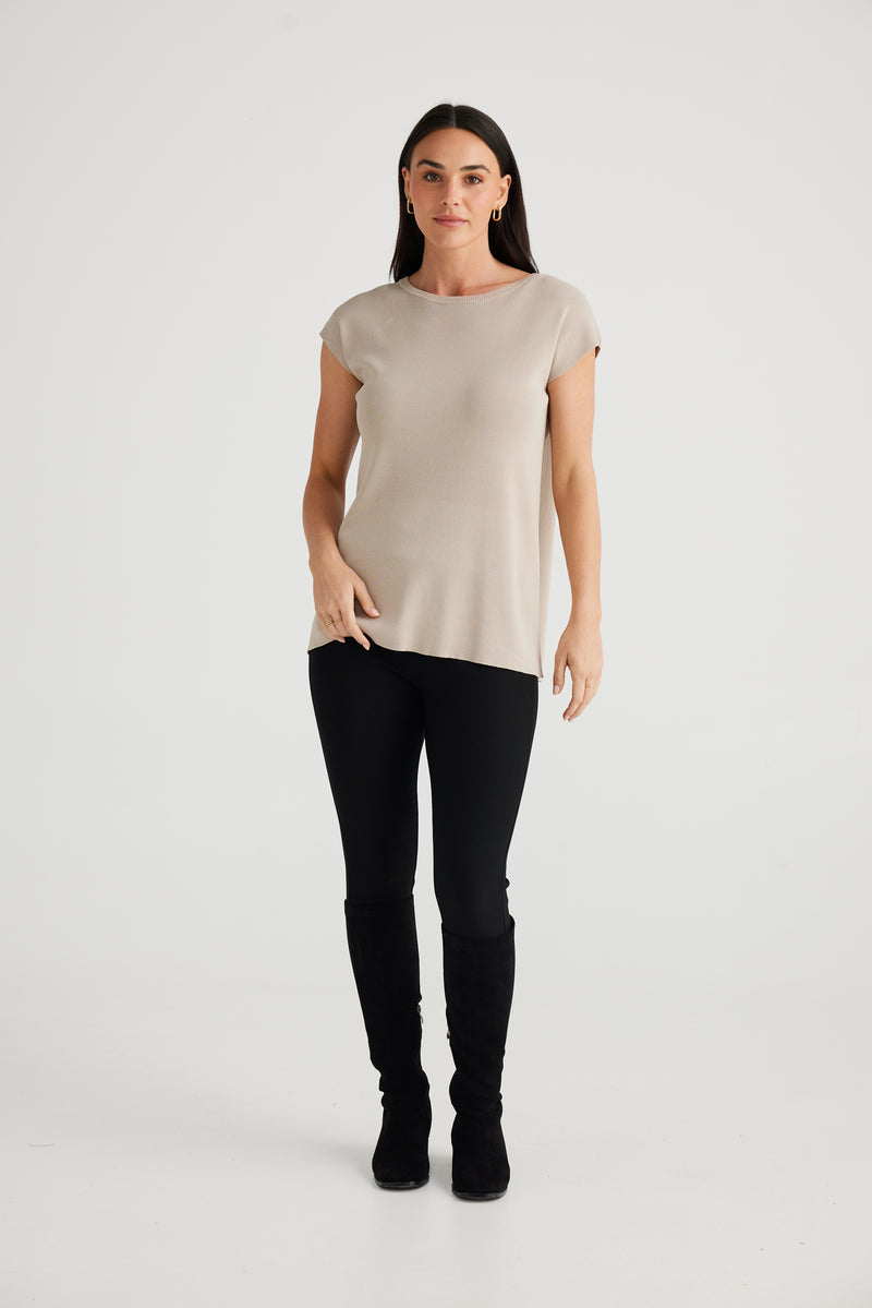 Claudia Knit Top - Pebble