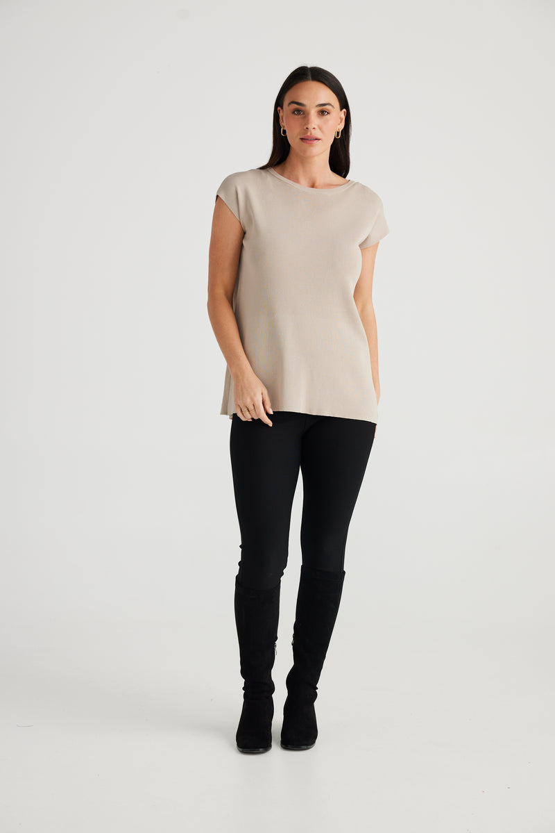 Claudia Knit Top - Pebble