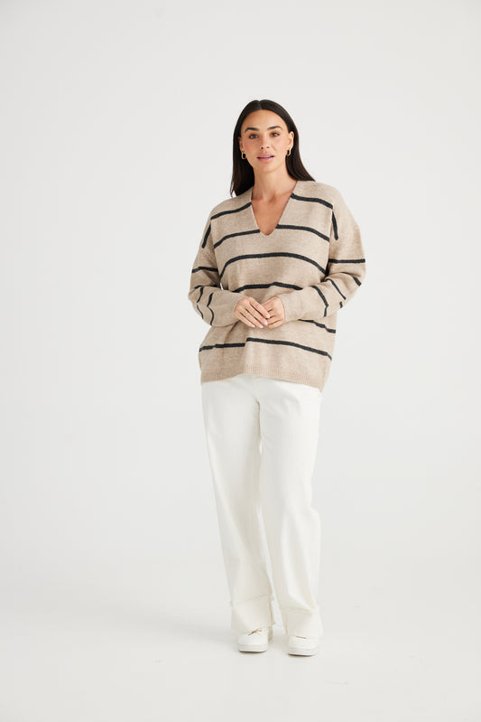 Hallie Knit - Taupe With Charcoal