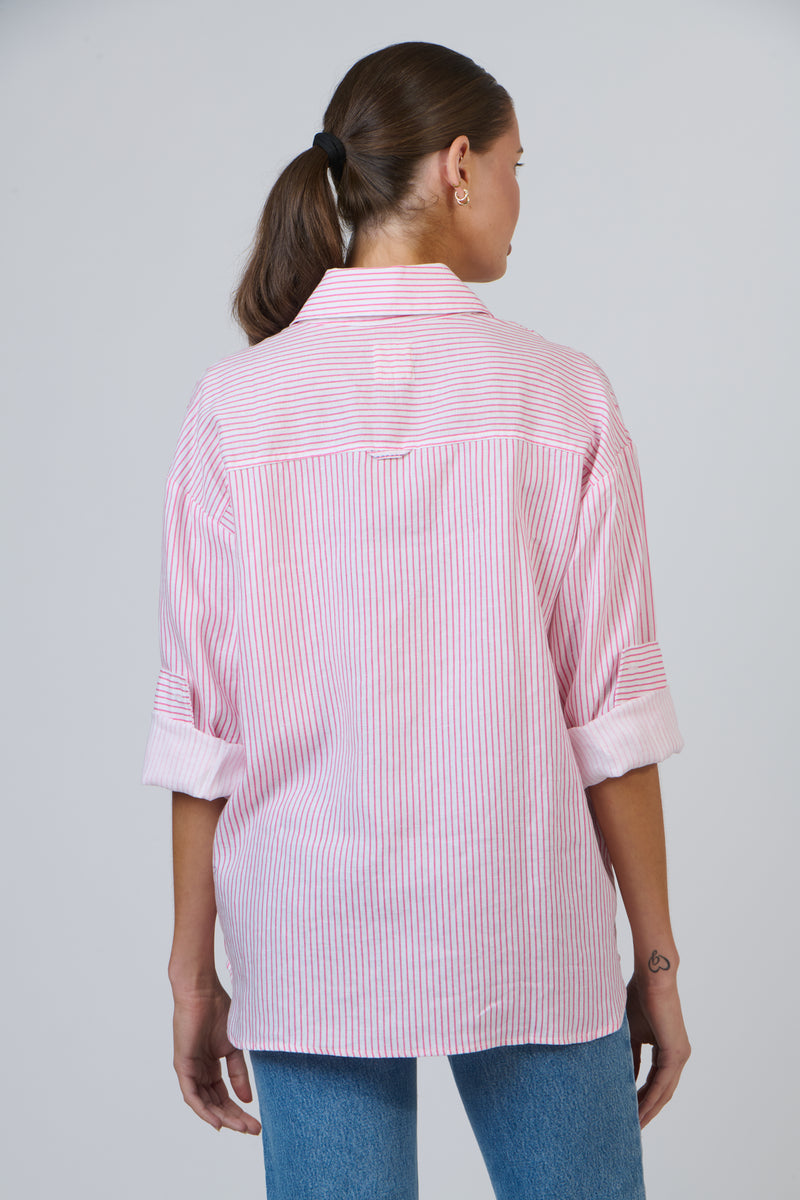 Pink stripe linen shirt