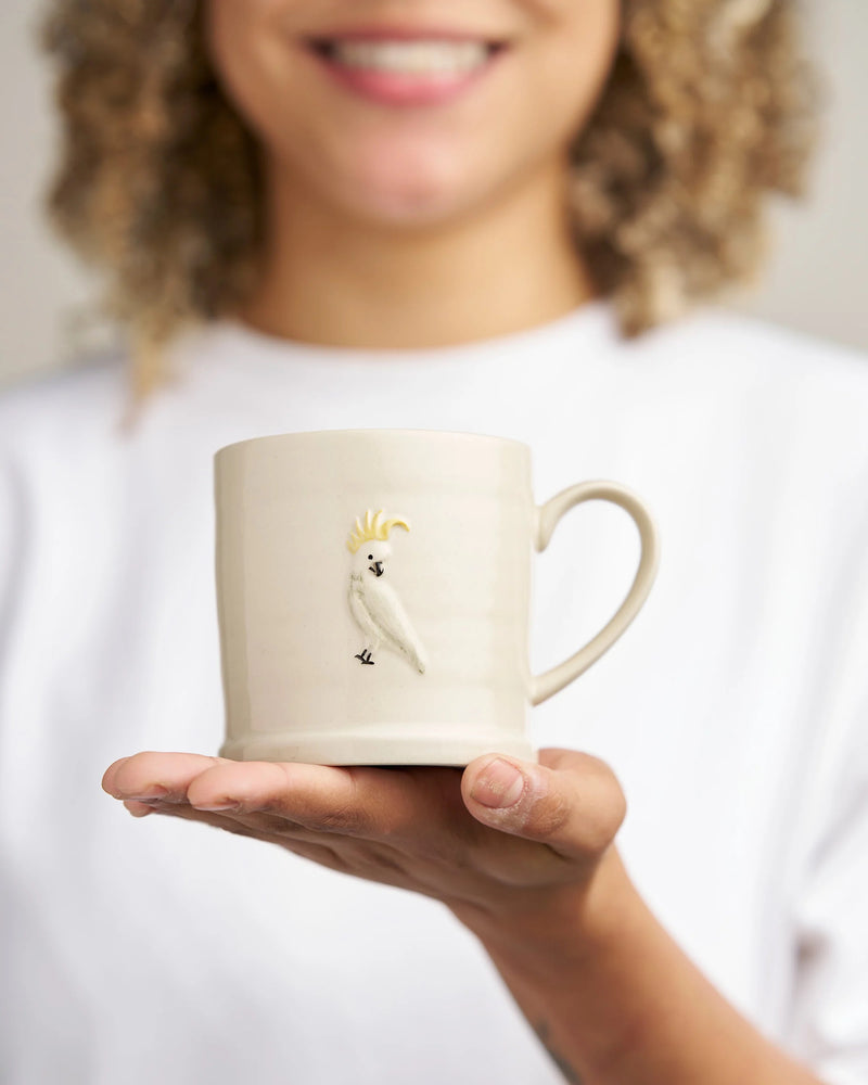 Cockatoo Mug – Hand-Painted Stoneware | Favourite Things Collection