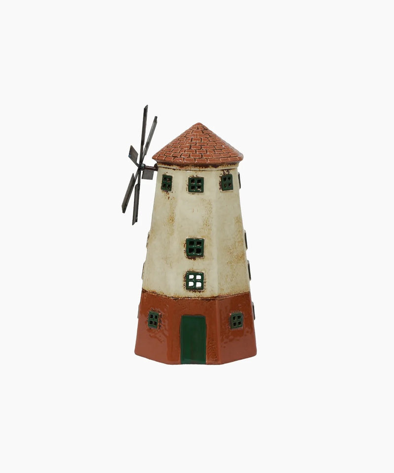 Cotswolds Country Tea Light Windmill – Hand-Painted Ceramic House Décor