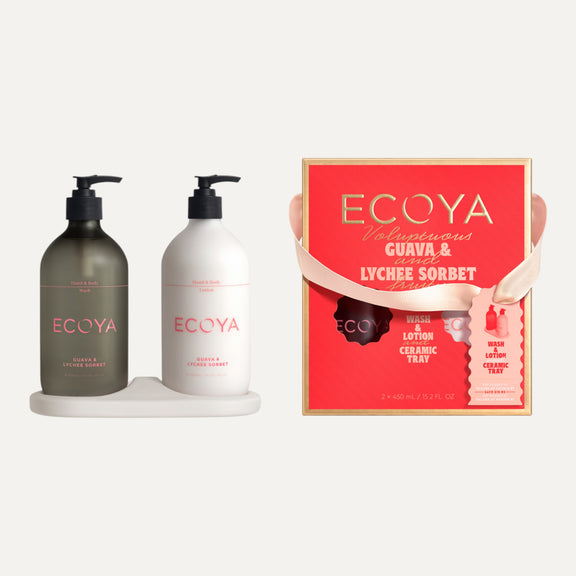 Ecoya Guava & Lychee Sorbet Bathroom Gift Set – Holiday Collection Christmas limited edition