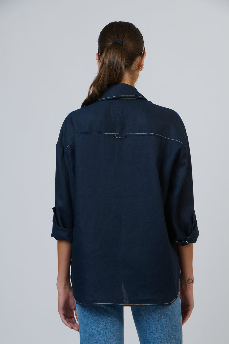 Boyfriend Shirt Navy Marine