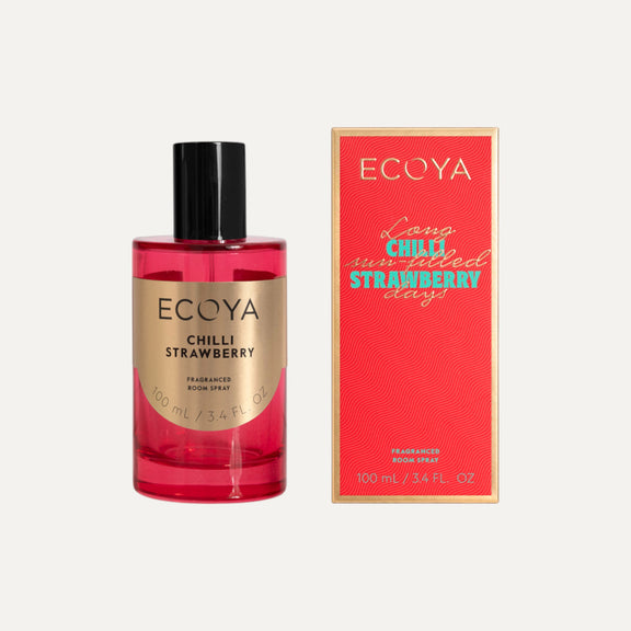Ecoya Chilli Strawberry Room Spray – Holiday Collection bottle and packaging