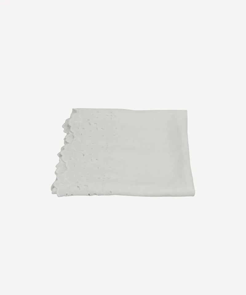 Embroidered White Linen Table Runner – Elegant Holiday & Everyday Décor