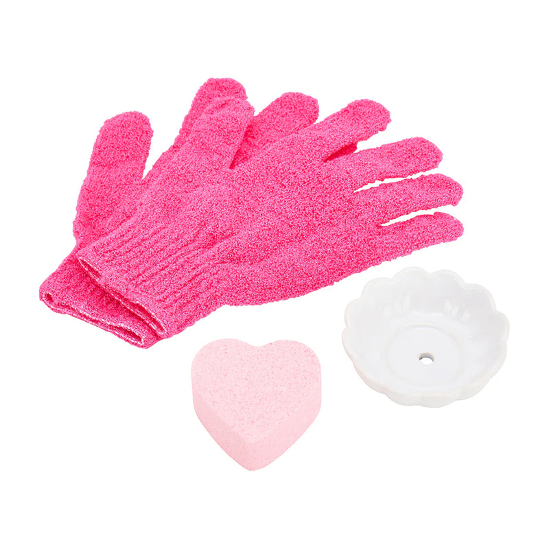 Christmas stocking filler spa set – shower steamer, exfoliating gloves, dish