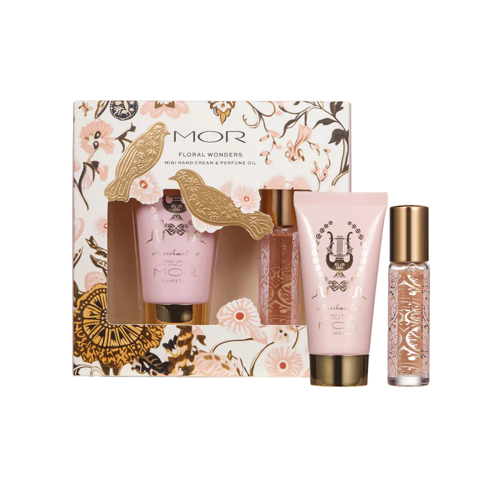 MOR Floral Wonders Gift Set – includes Marshmallow Hand Cream and Perfume Oil in luxury packaging