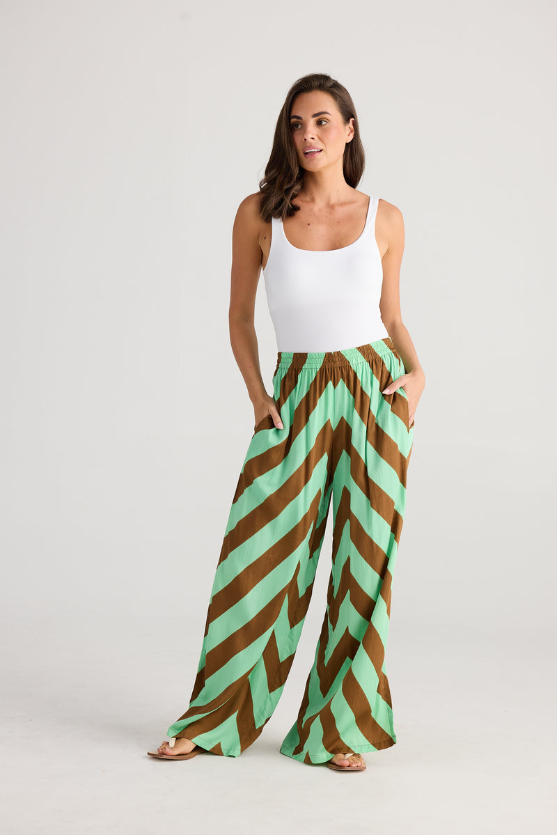 Fly Away Pant Choc Mint Chevron