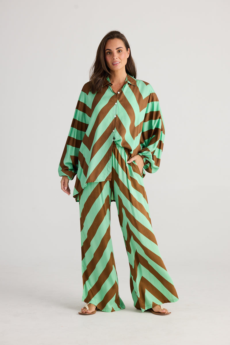 Fly Away Pant Choc Mint Chevron
