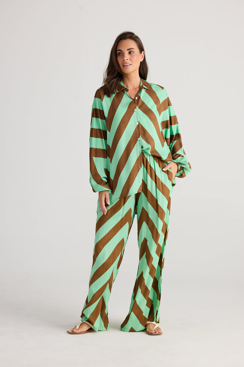 Fly Away Pant Choc Mint Chevron