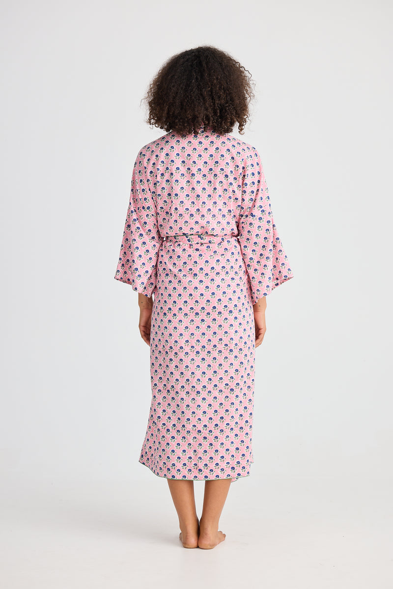 Women’s floral cotton robe in Ditsy Daisy pattern – Namaste Collection