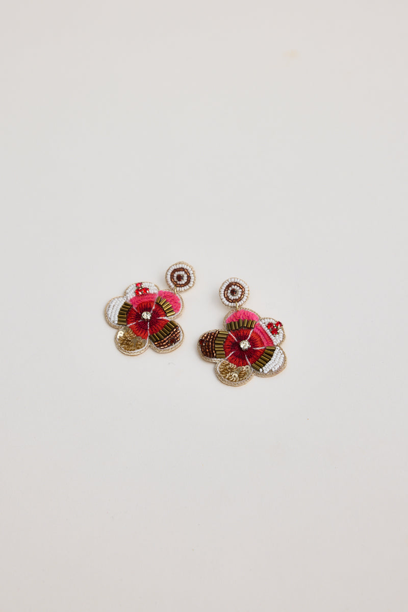 Milano Earrings Orange – Handmade floral drop statement jewellery