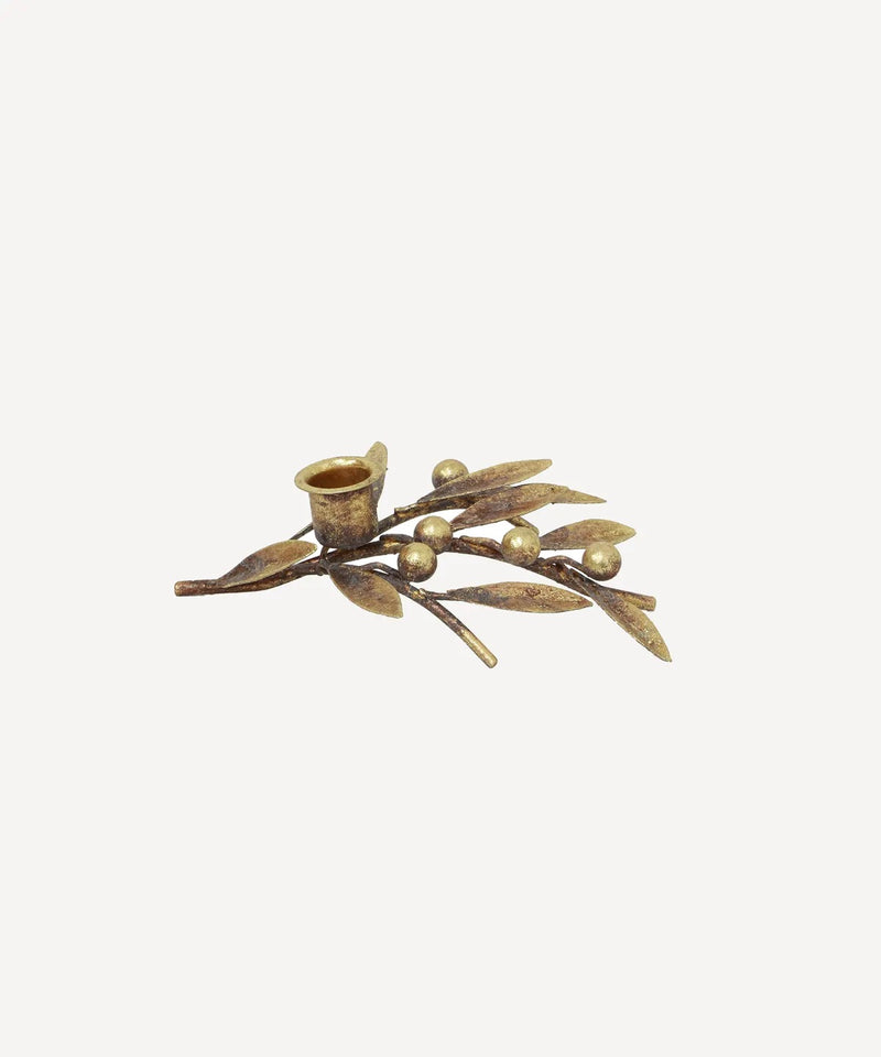 Gold mistletoe iron candleholder small Christmas décor piece