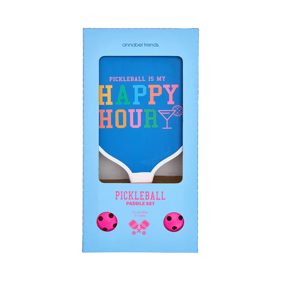 Blue pickleball set with two bats and two balls in gift box