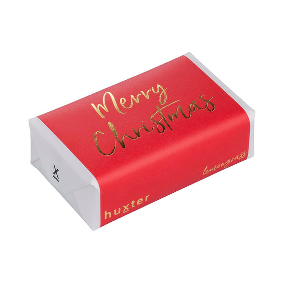 Huxter Merry Christmas Red Soap with gold foil lettering lemongrass