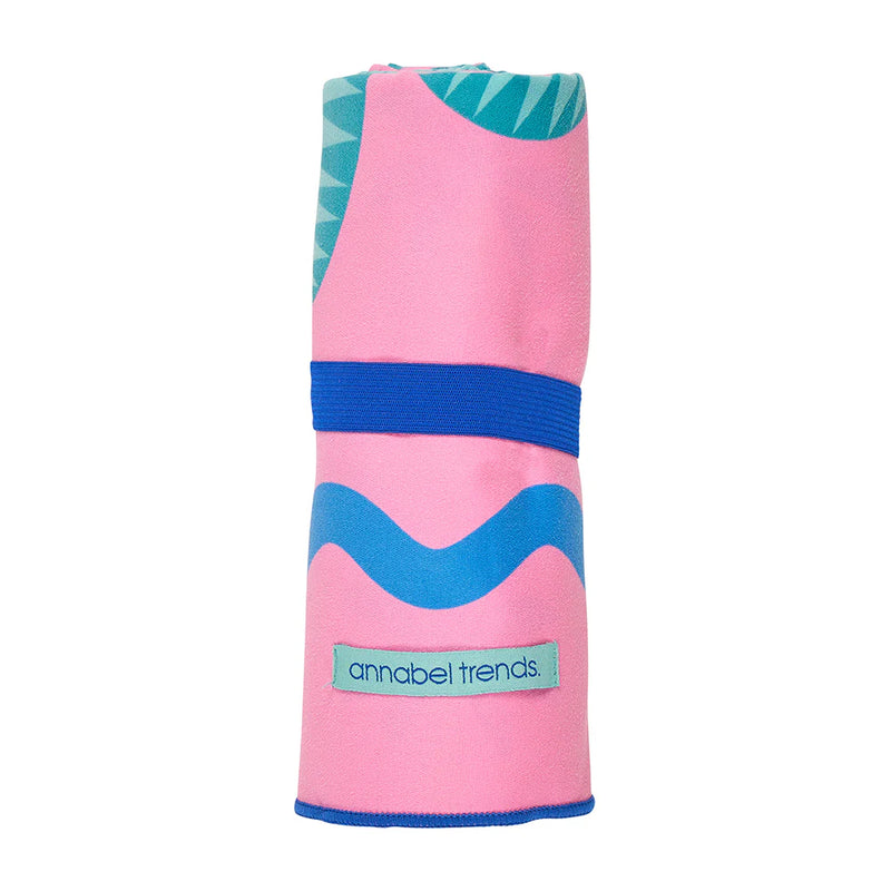 Pink tropical towel rolled with elastic loop