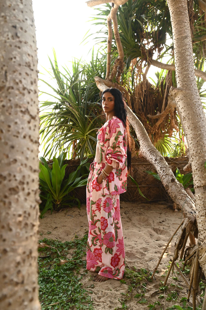 Holiday Freedom Pant – Pink Ibiza Linen Wide Leg Pant