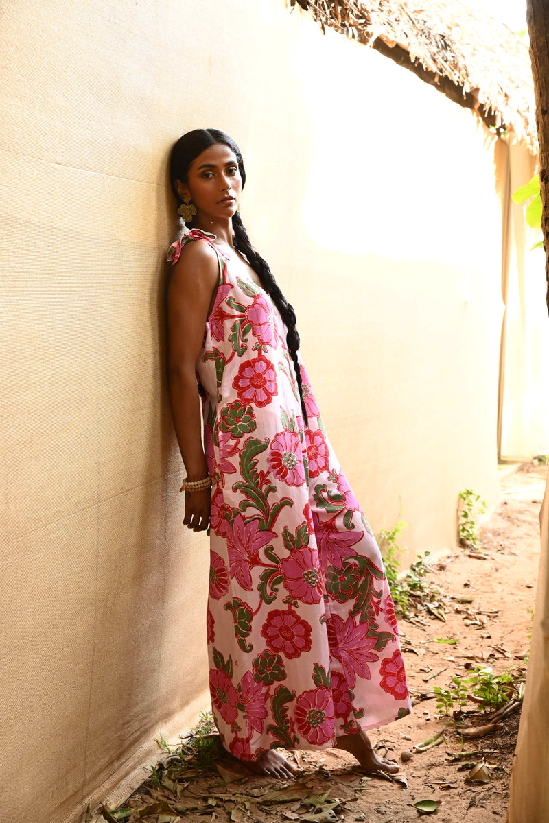 Temple Jumpsuit Pink Ibiza | Linen Blend Wide-Leg Jumpsuit