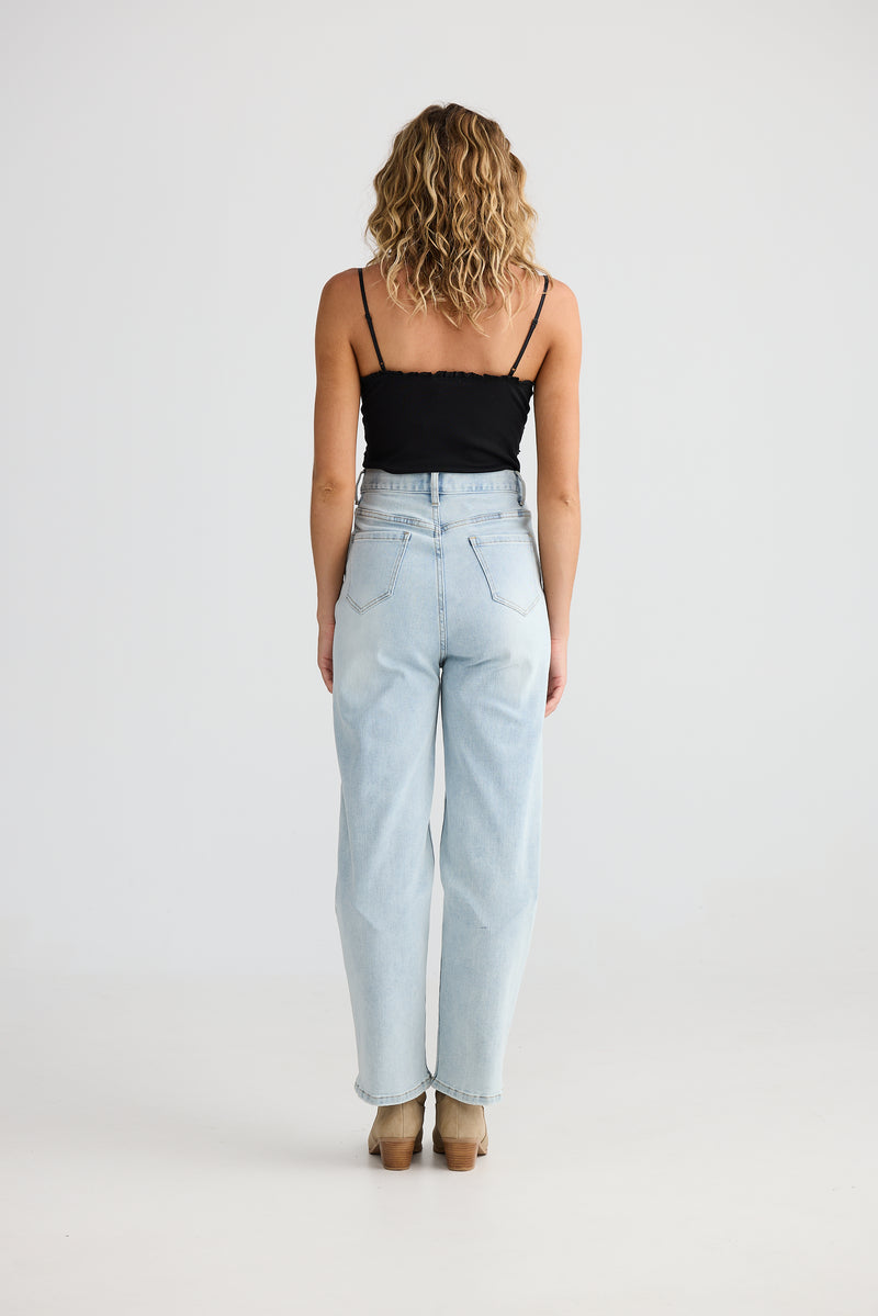Heartscape Jean | Light Wash Denim with Embroidered Hearts