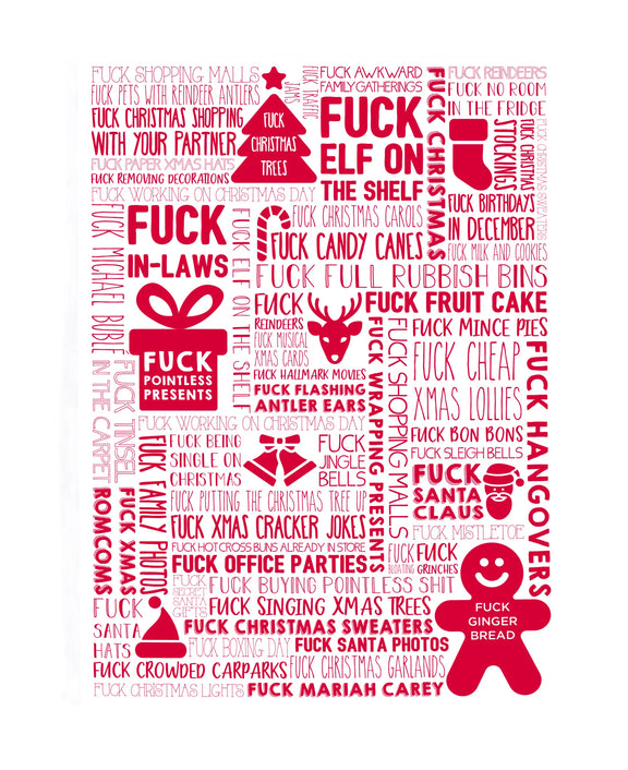 F Word Tea Towel Xmas Red novelty swearing gift