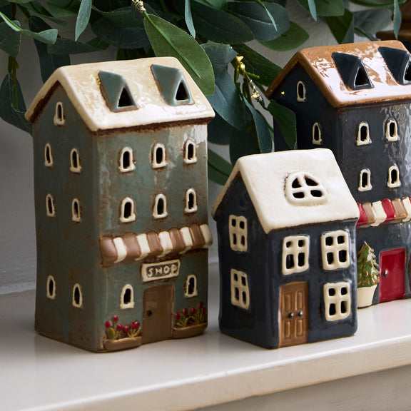 Collectable ceramic Christmas village house – Alsace tea light décor