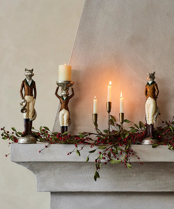 Unique fox candleholder for mantel or dining table décor