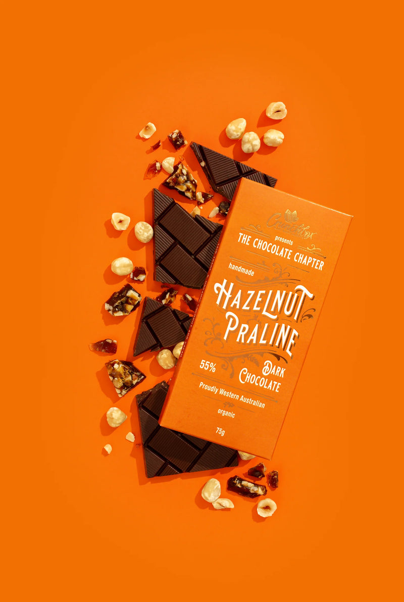 Crunchbox Hazelnut Praline 55% Dark Choc Bar - 75g
