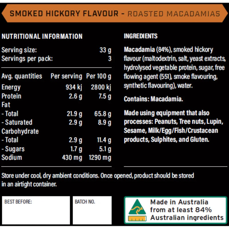Smoked Hickory Macadamias 100g
