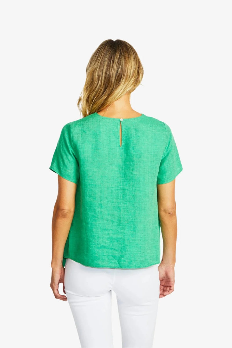 Jasmine Linen Knot Top - Parrot
