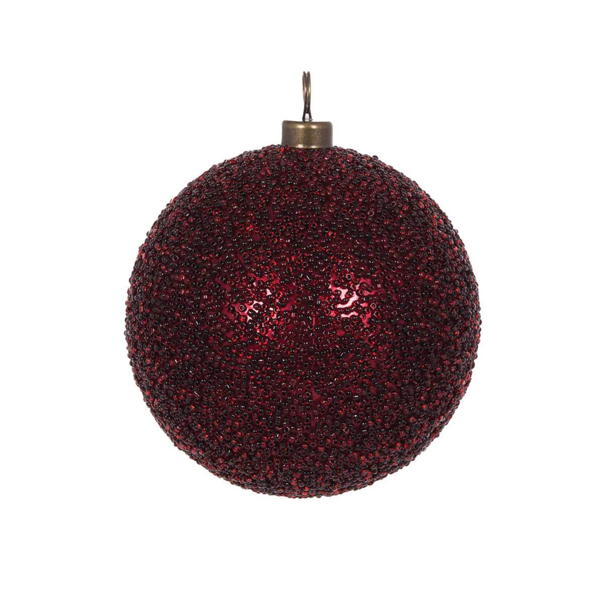 10 cm burgundy caviar Christmas bauble with textured finish – elegant festive hanging decoration.