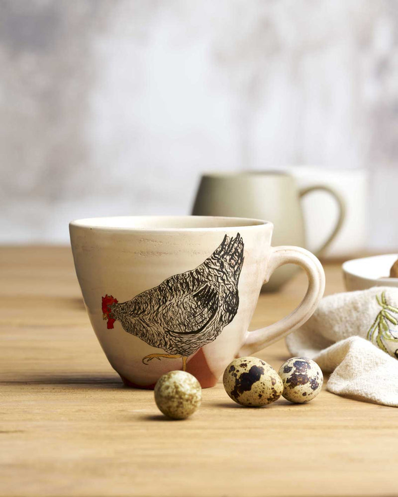 Large stoneware chicken mug 530ml country farmhouse style