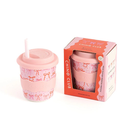 Bows Babychino Cup 8oz with silicone lid & straw – eco-friendly kids cup