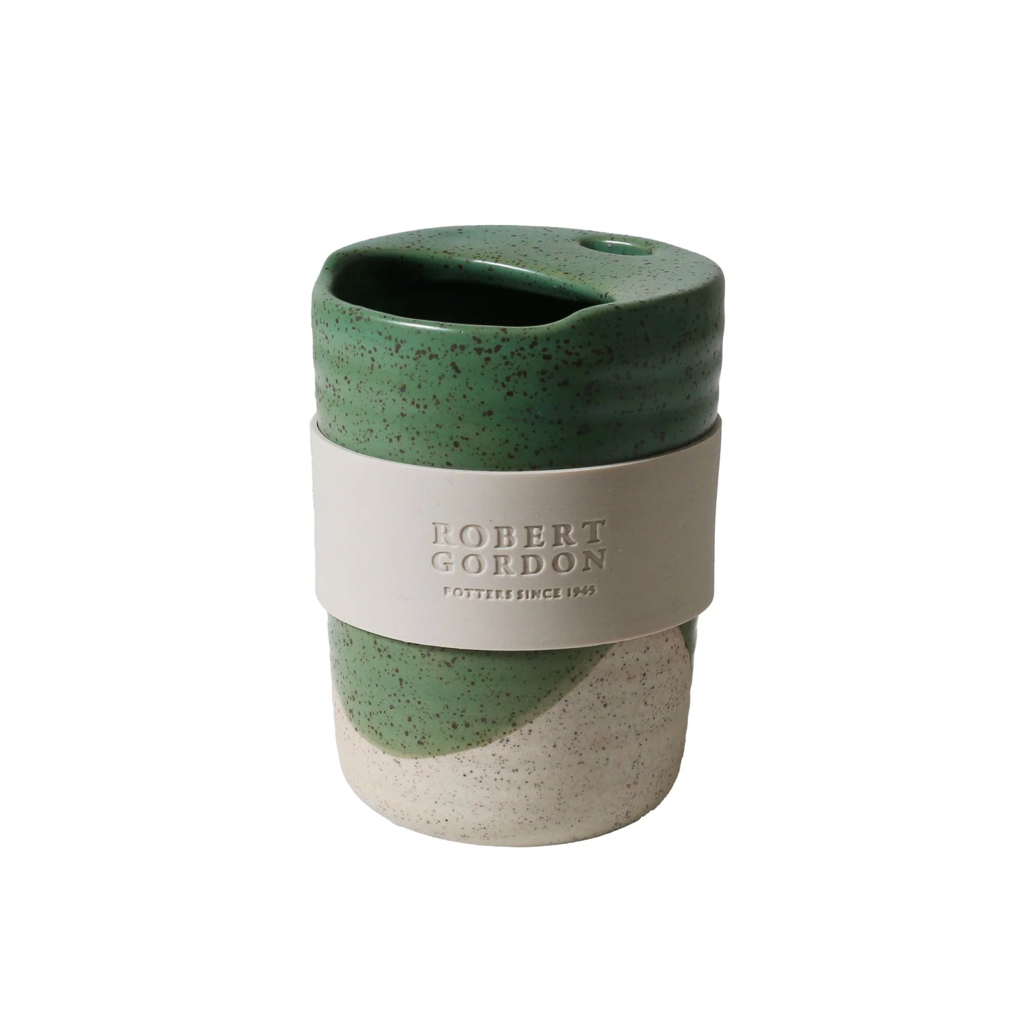 Robert Gordon The Wanderer green stoneware travel mug 350ml.