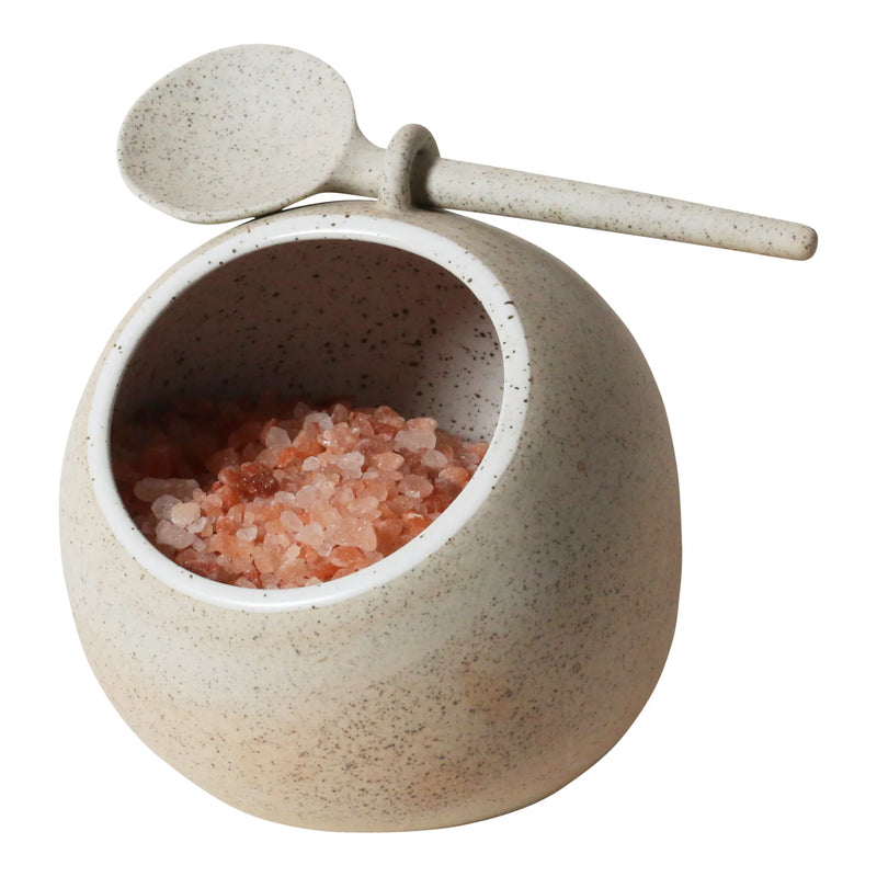 Robert Gordon Garden to Table Salt Pig with Spoon – Stoneware Kitchen Storage