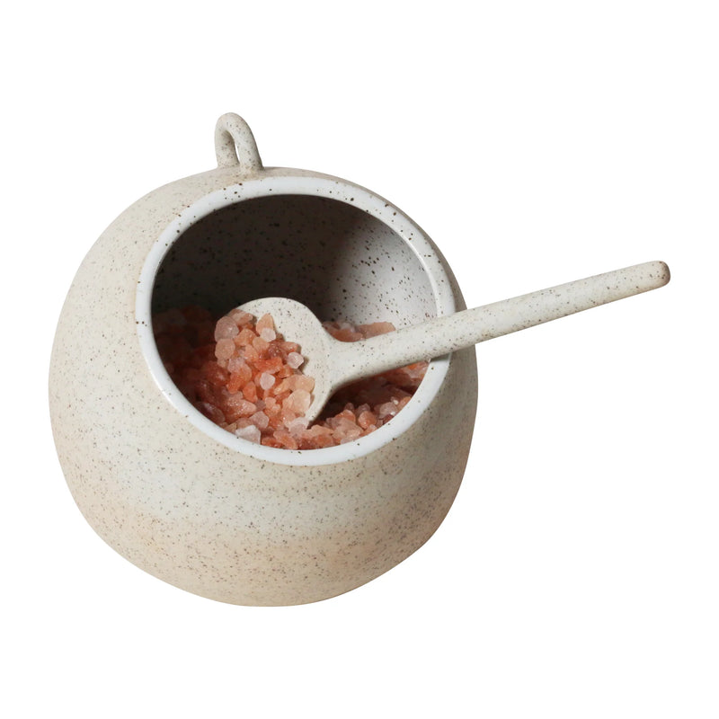 Robert Gordon Garden to Table Salt Pig with Spoon – Stoneware Kitchen Storage