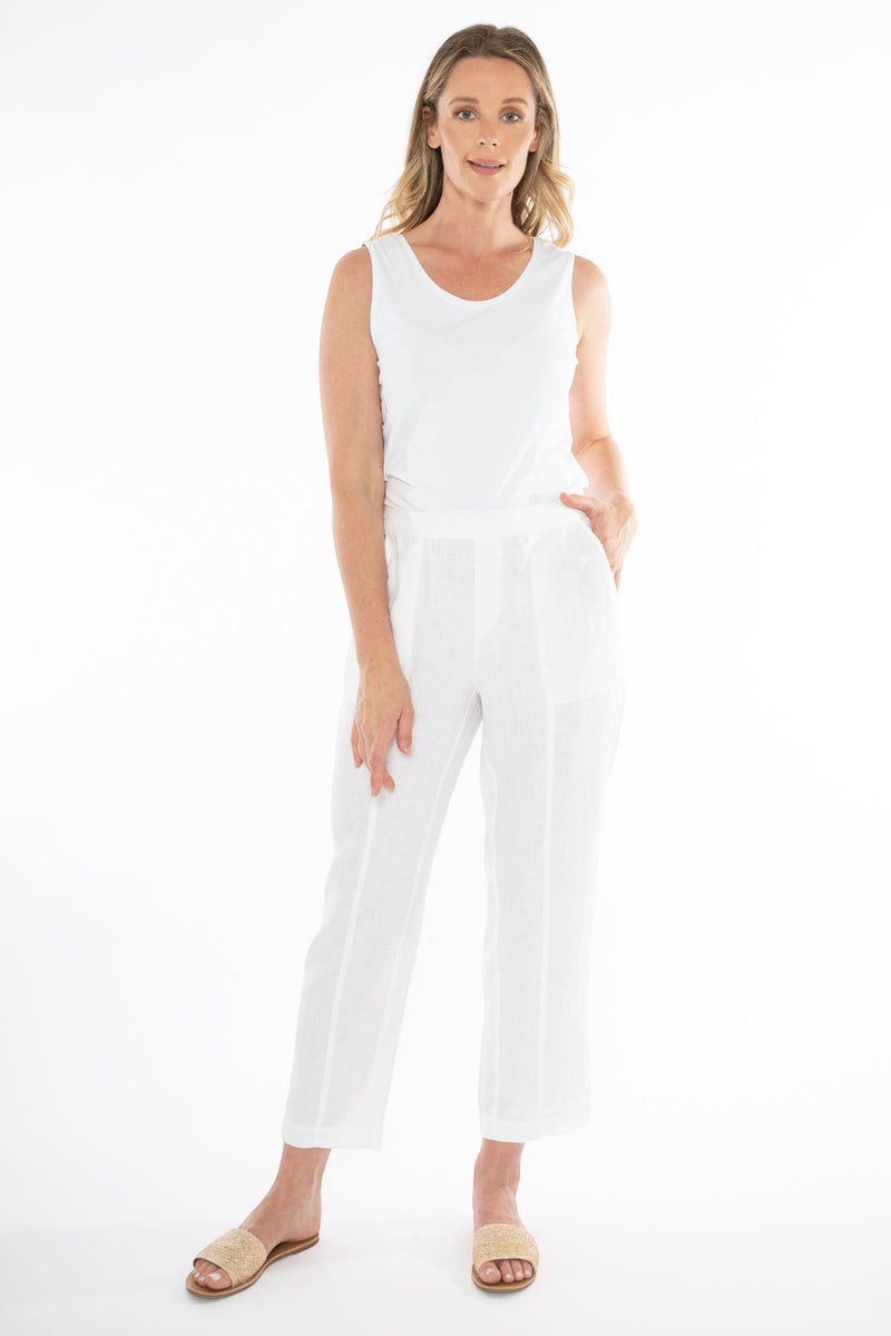 Linen Pant White 7/8