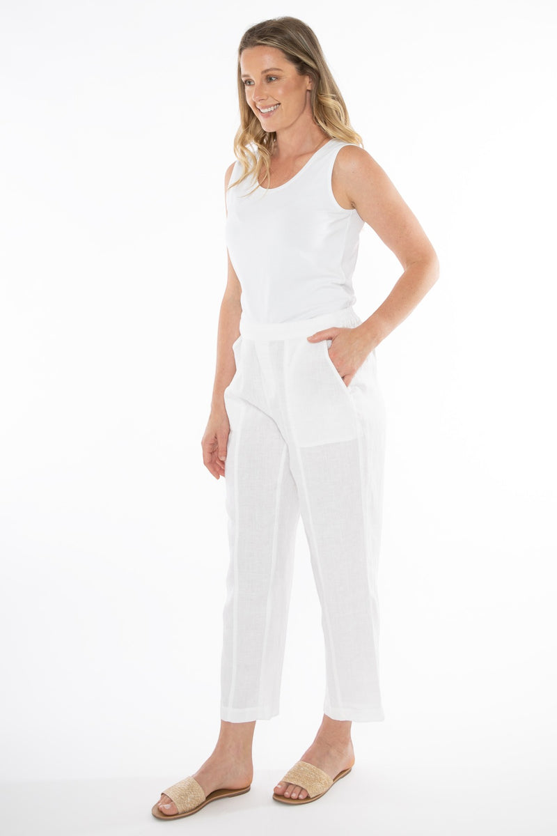Linen Pant White 7/8