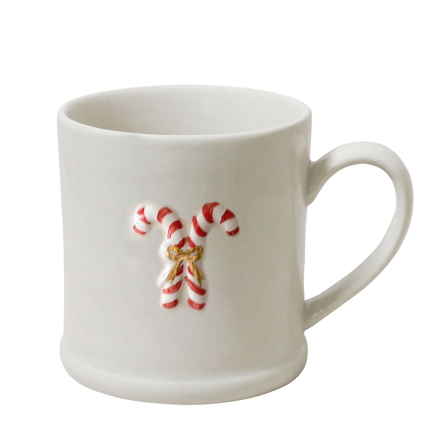 Robert Gordon Candy Cane Christmas Mug with gold accents